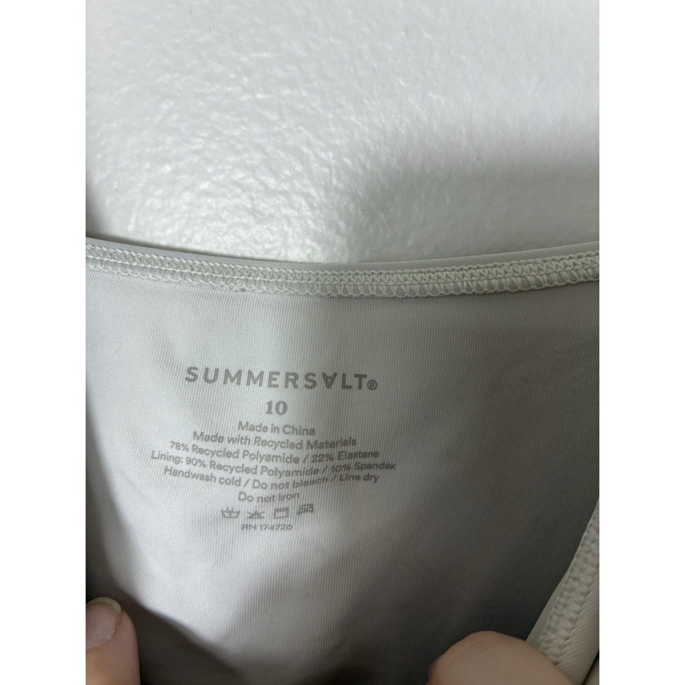 Summersalt Color Block Ivory Black Modest One Piece Bathing suit 10 Beach Resort - Picture 3 of 6